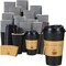 16 OZ Coffee Cups 50 Pack, 16 Ounce To Go Cups with Lids, Stir Sticks and Sleeves, 16 Ounce Disposable Coffee Cup, 16 OZ Black Hot Paper Cup for Home, Travel, Office